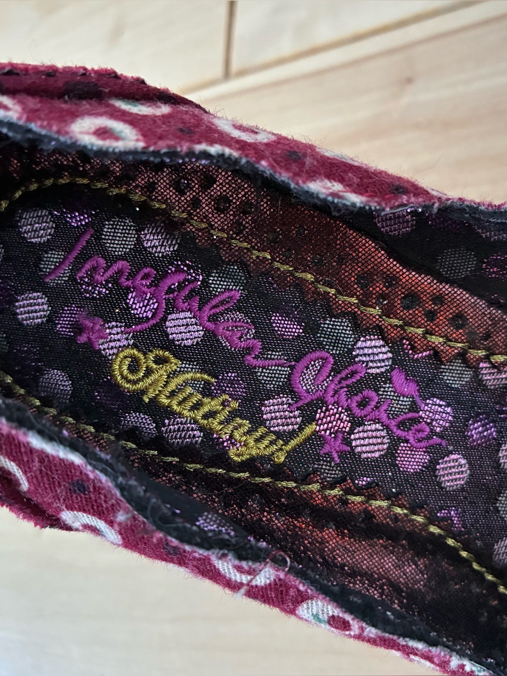 Irregular Choice Beach Trip Burgundy Polka Dot Bow Heels, Never Worn, Size 38 - Picture 5 of 7
